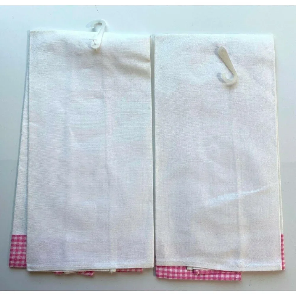 Floral Bouquet Napkins Set Pink Gingham Applique Kitchen Decor Flowers 14 x 22